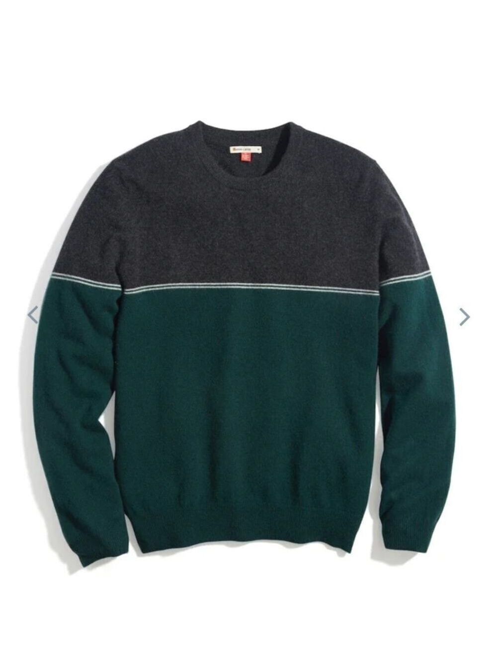 Marine layer Mason Colorblock Cashmere Sweater in Charcoal/Green